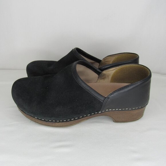 Dansko Black Brushed Suede Clogs Women's 38 8 - Picture 3 of 9